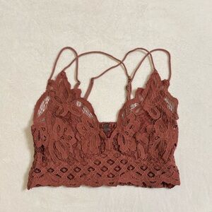Free People Lace Bralette in Rust